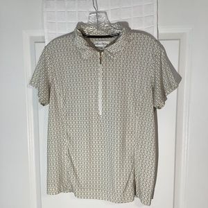 Sport Haley Ladies Golf Pullover Short Sleeve Top Cream/ Black Size M